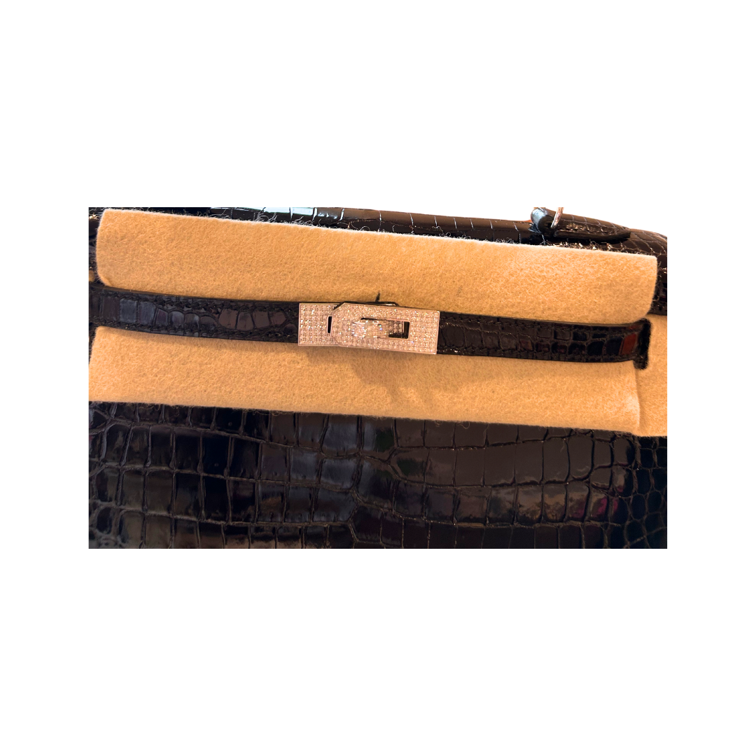 K25 Black lisse alligator diamond