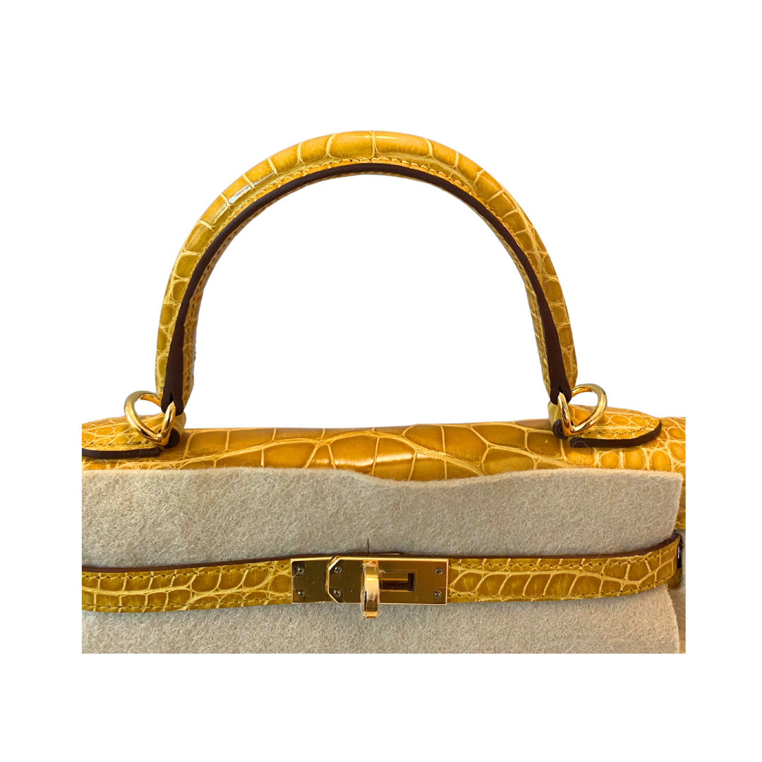 Kelly 25 Jaune Ambre Alligator GHW