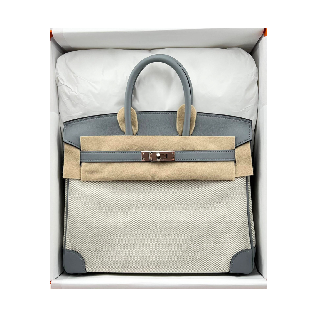 Birkin 25 toile gris pantine phw swift toile