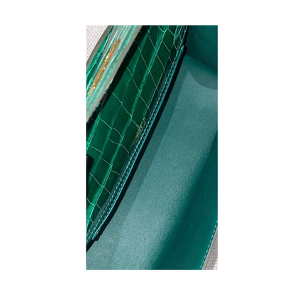 Kelly pochette emerald ghw lisse alligator
