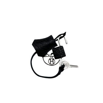 B25 Black matte brush silver hardware alligator