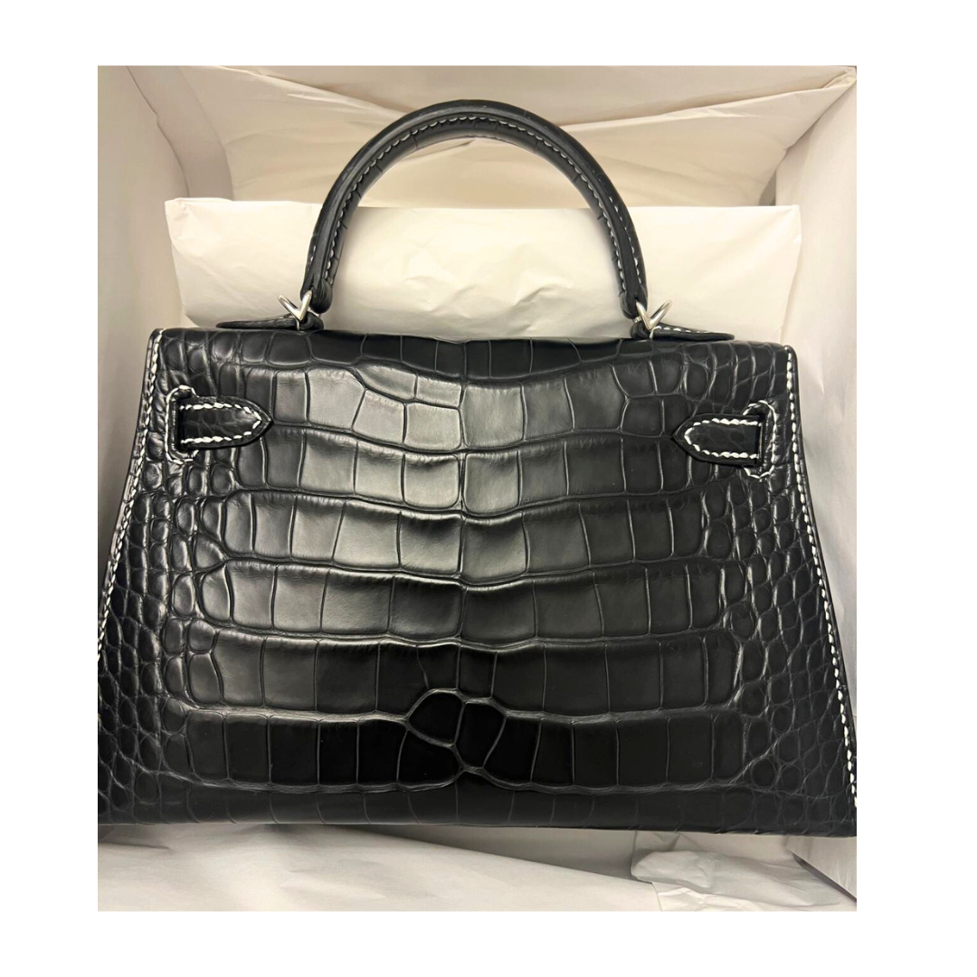 Kelly 20 special order black matte gris perle matte alligator