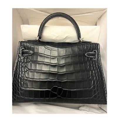 Kelly 20 special order black matte gris perle matte alligator