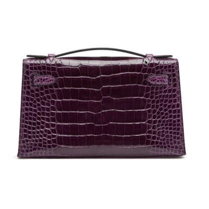 Kelly pochette amethyst lisse alligator ghw