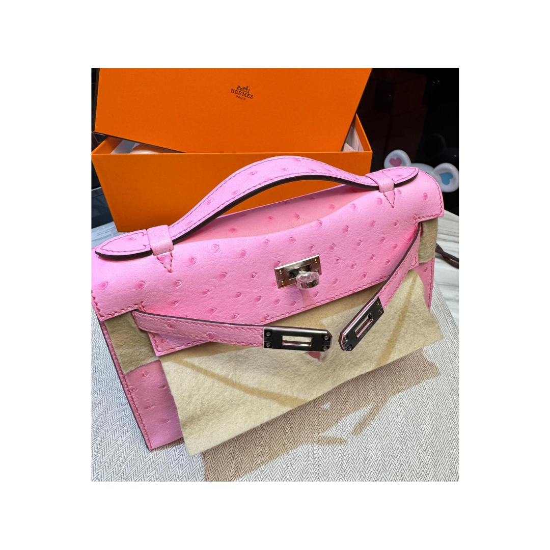 Kelly pochette ostrich bublegum phw