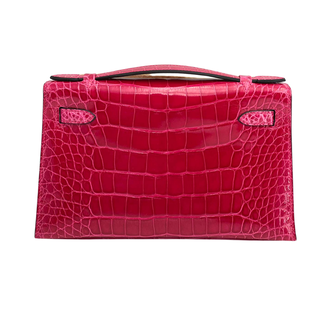 Kelly Pochette frambroise ghw lisse alligator