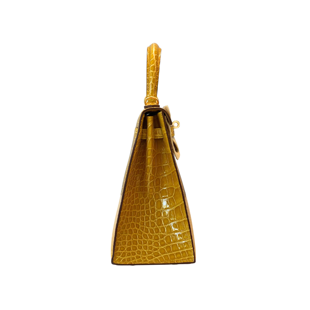 Kelly 25 Jaune Ambre Alligator GHW