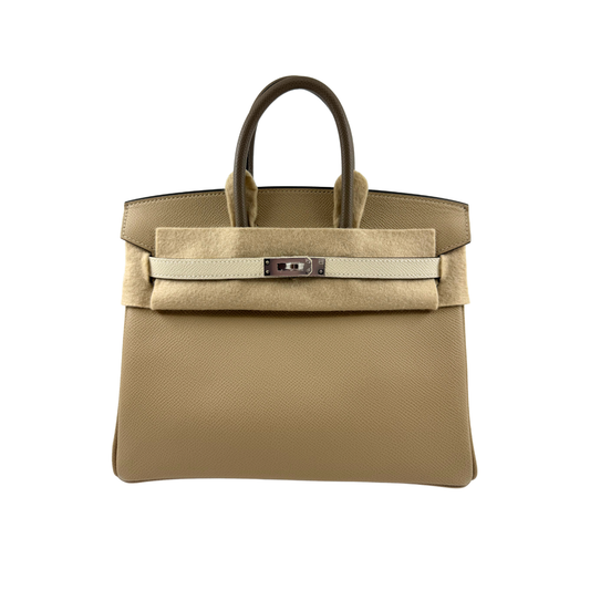 Birkin 25 cm Tricolor Trench Craie Etoupe Epsom phw