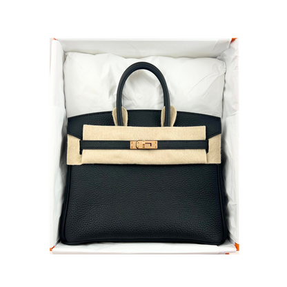 Birkin 25 cm black togo rose ghw