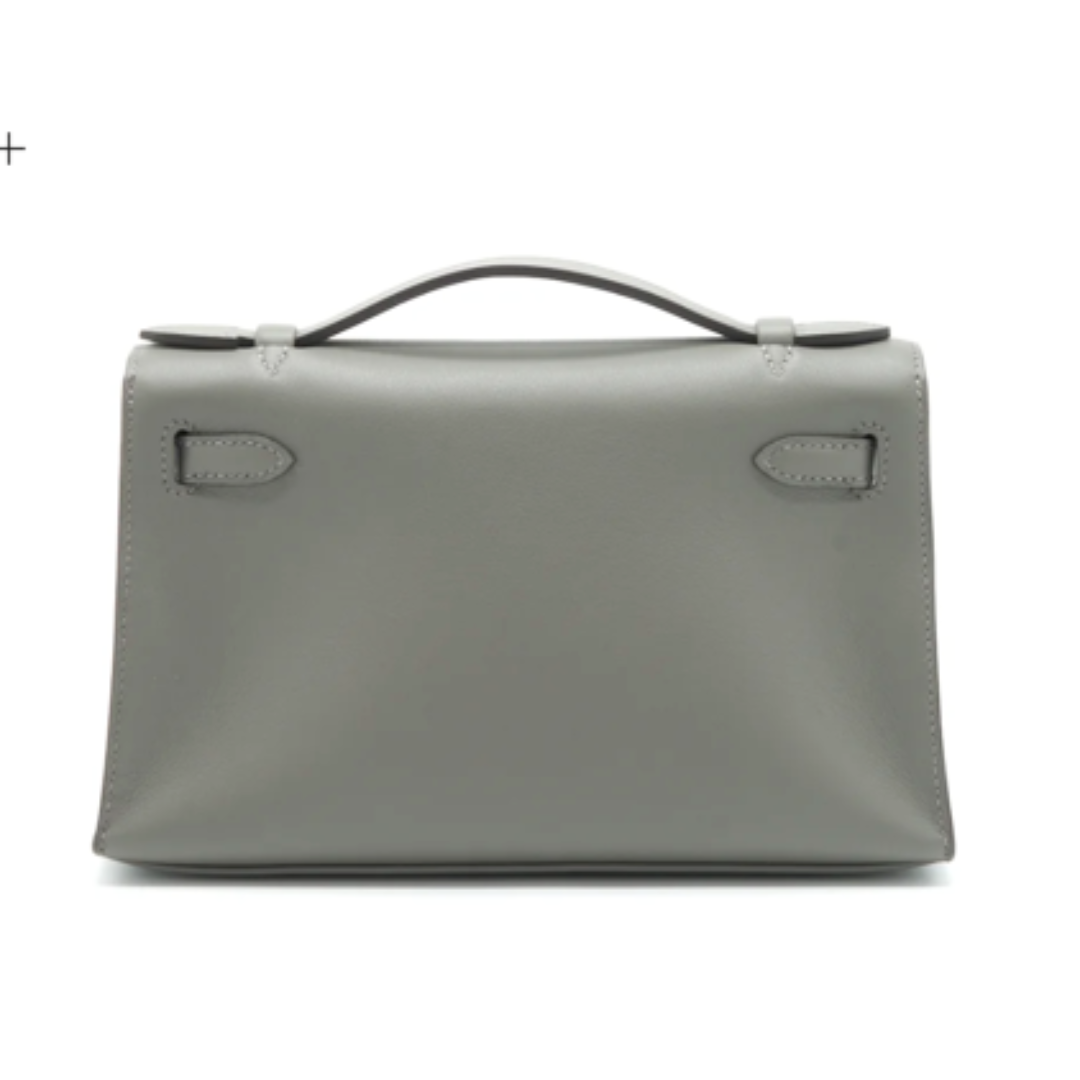 Kelly pochette gris meyer ghw swift