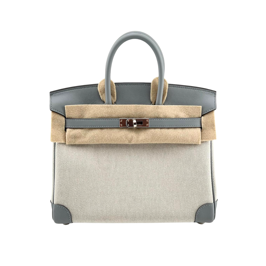 Birkin 25 toile gris pantine phw swift toile