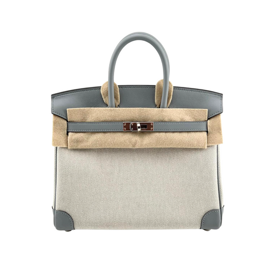 Birkin 25 toile gris pantine phw swift toile