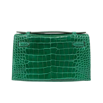 Kelly pochette emerald ghw lisse alligator