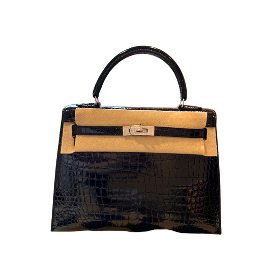 K25 Black lisse alligator diamond