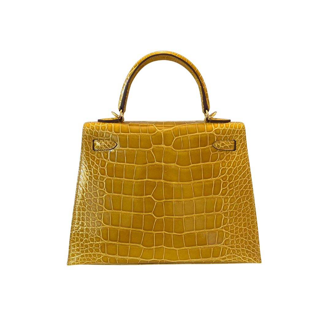 Kelly 25 Jaune Ambre Alligator GHW
