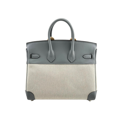 Birkin 25 toile gris pantine phw swift toile