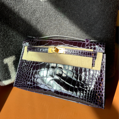 Kelly pochette cassis ghw alligator