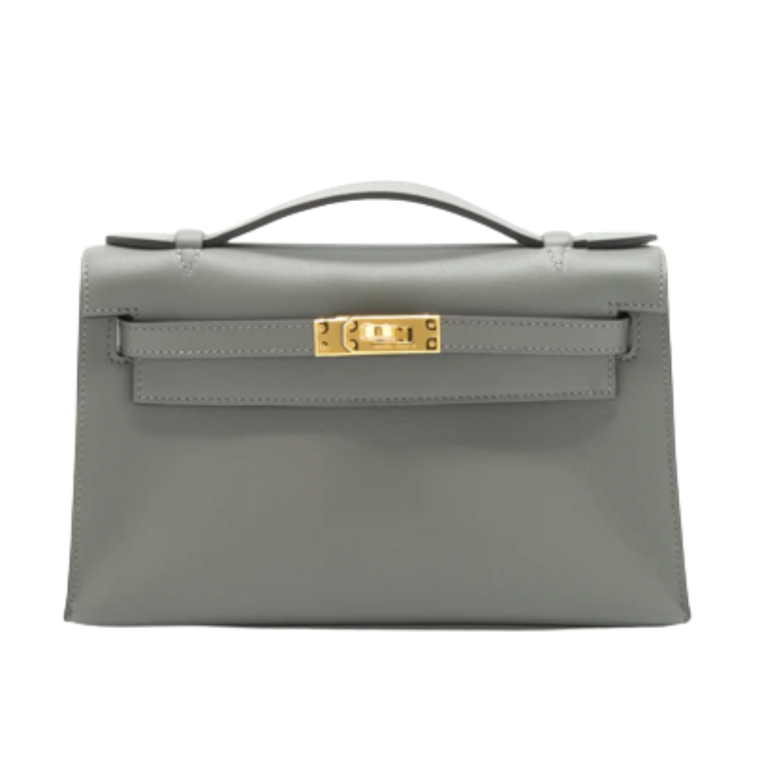 Kelly pochette gris meyer ghw swift