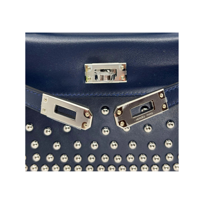Kelly mini stud bleu abysse veau box