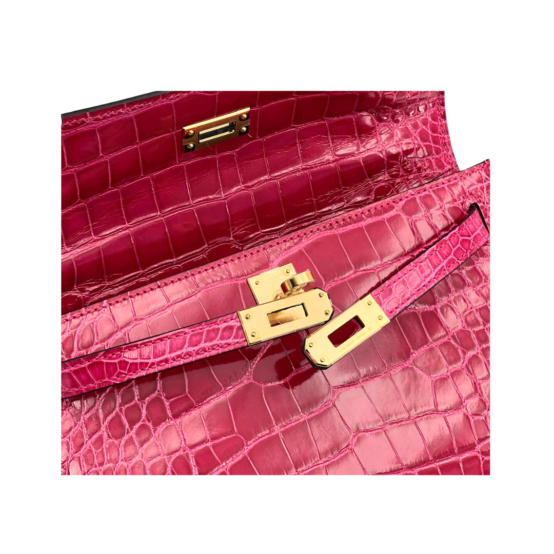 Kelly Pochette frambroise ghw lisse alligator