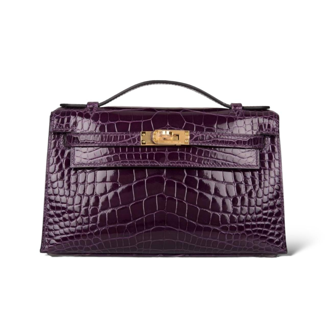Kelly pochette cassis ghw alligator