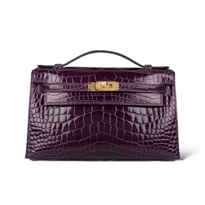 Kelly pochette cassis ghw alligator