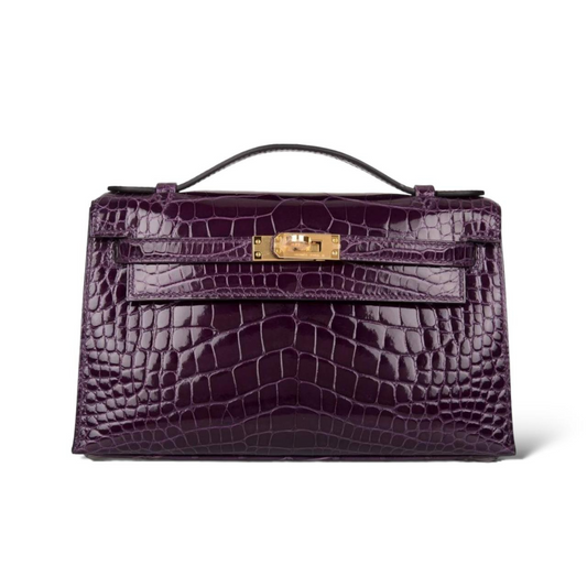 Kelly pochette cassis ghw alligator