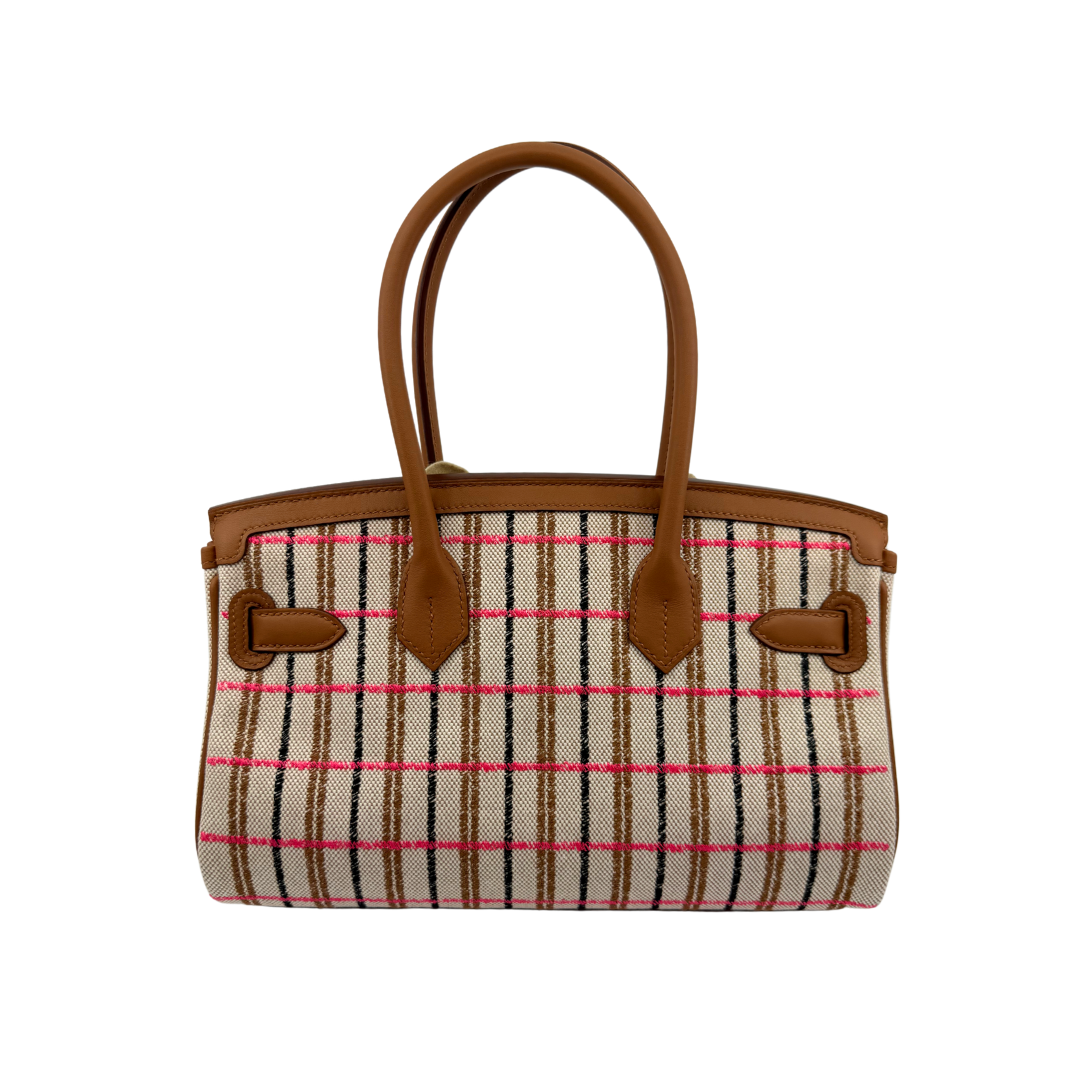 Birkin shoulder light Toile gold broderie