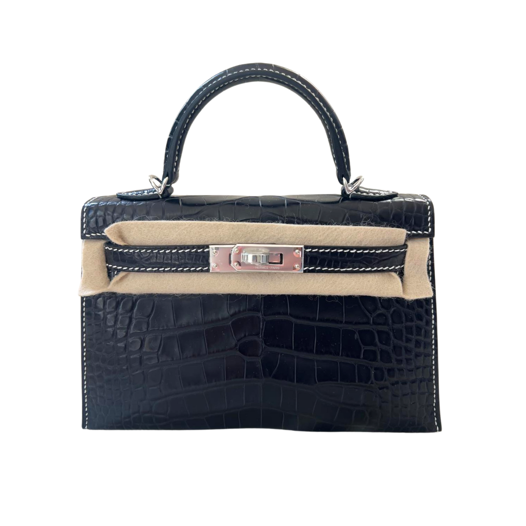 Kelly 20 special order black matte gris perle matte alligator