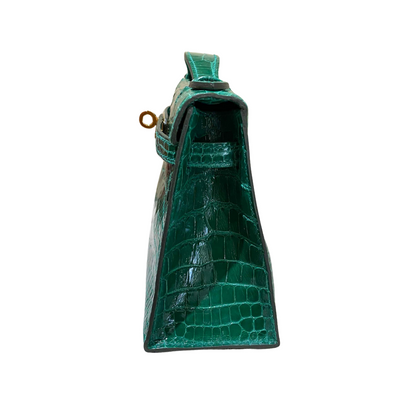 Kelly pochette emerald ghw lisse alligator