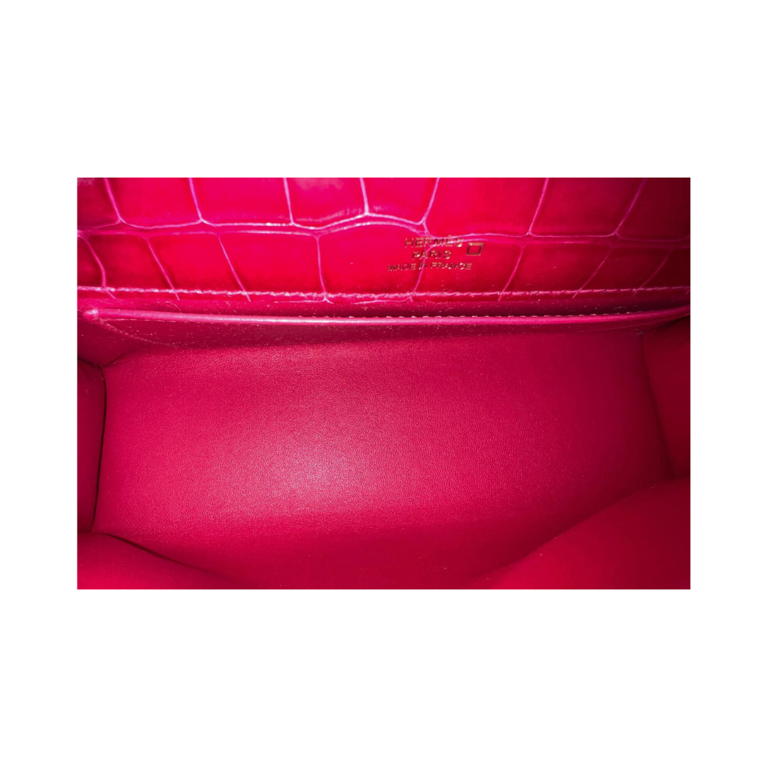 Kelly Pochette frambroise ghw lisse alligator