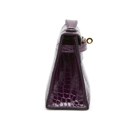 Kelly pochette amethyst lisse alligator ghw
