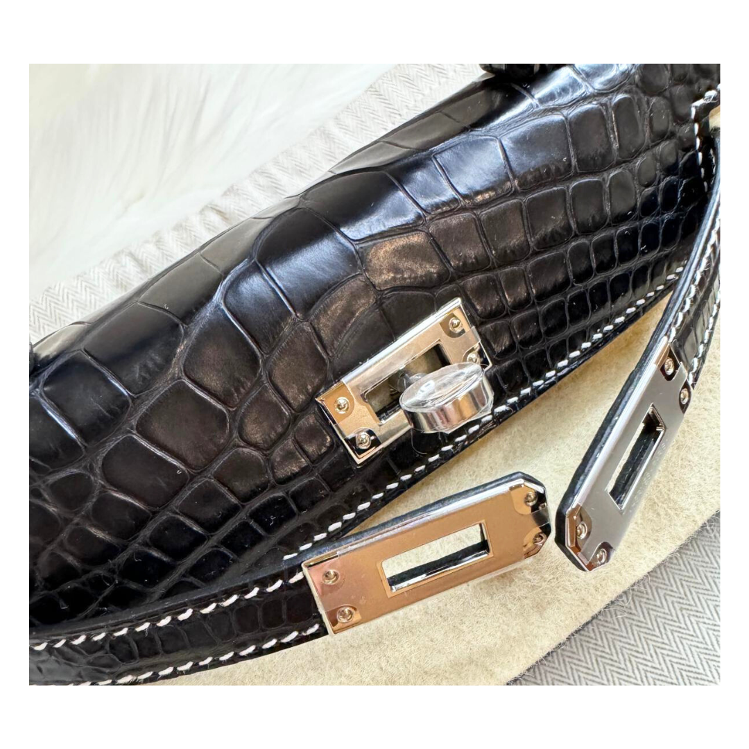 Kelly 20 special order black matte gris perle matte alligator