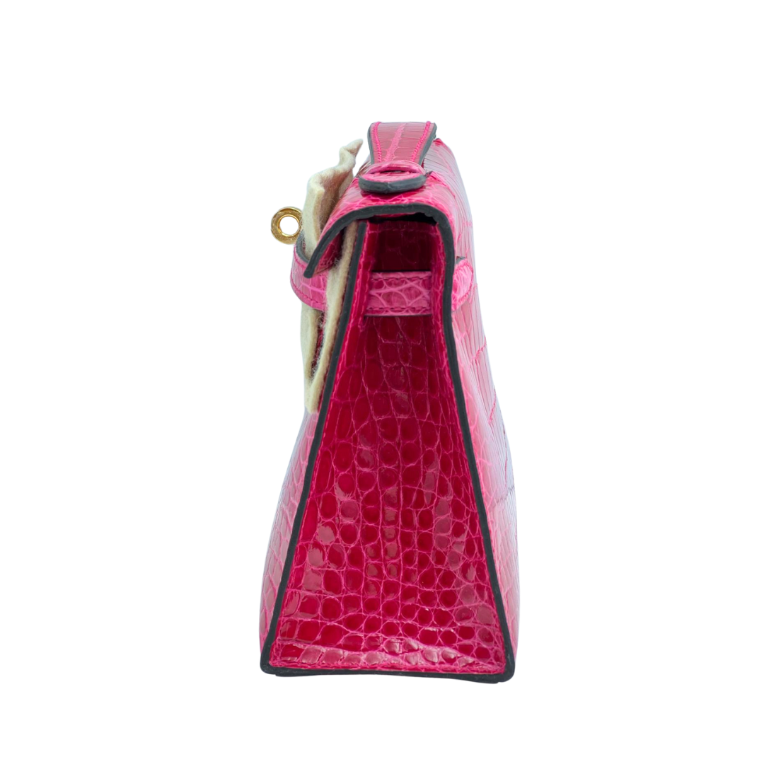 Kelly Pochette frambroise ghw lisse alligator