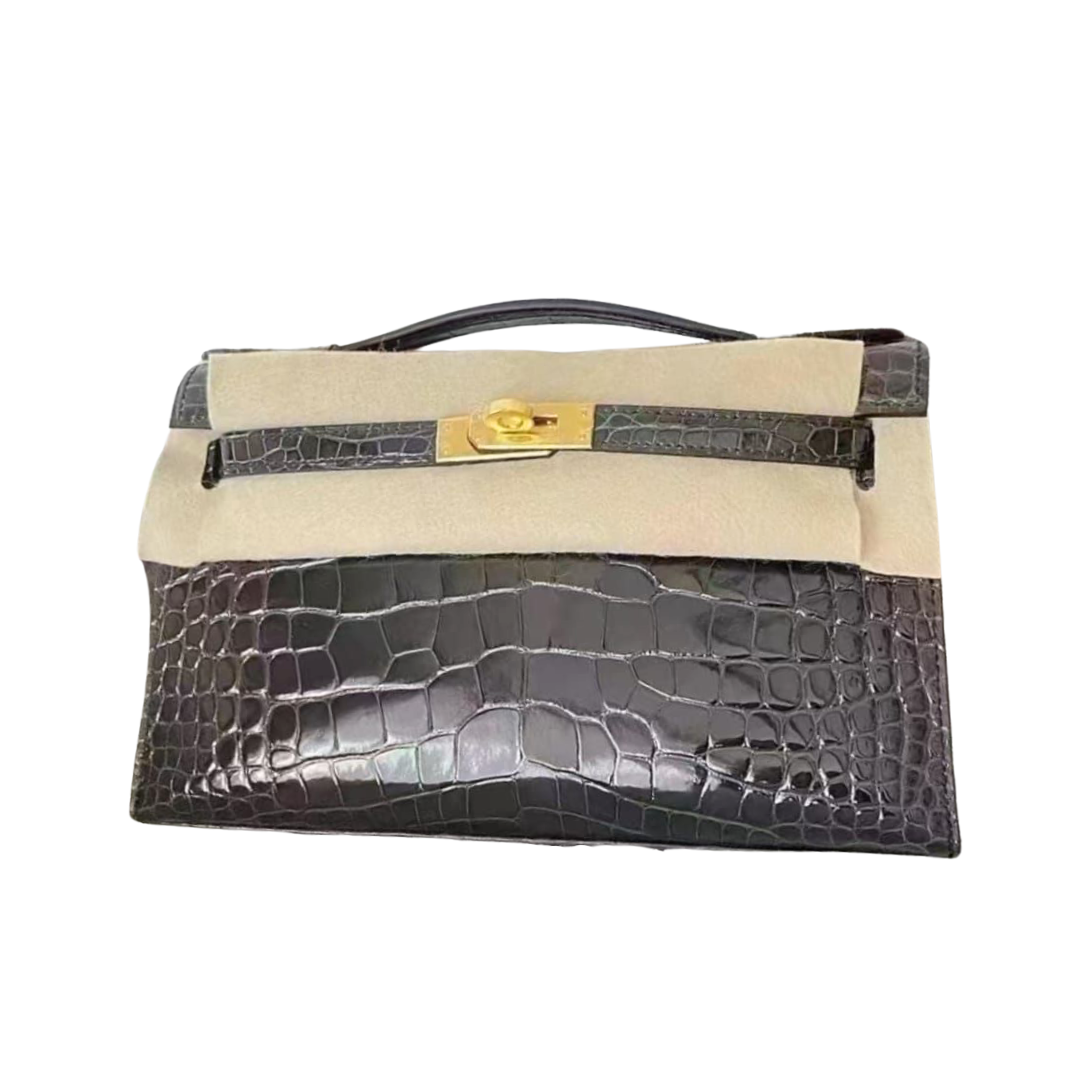 Kelly pochette graphite ghw lisse alligator