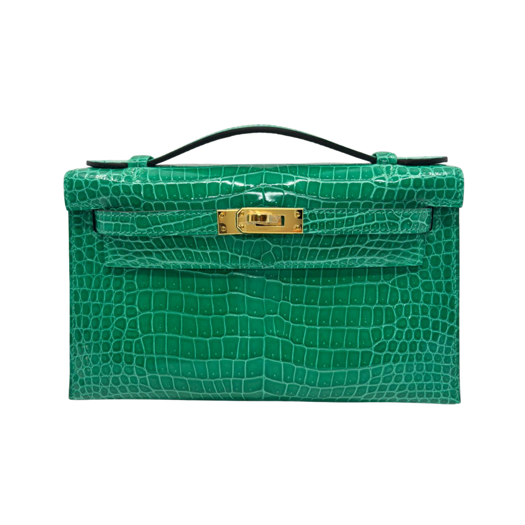 Kelly pochette vert jade ghw porosus