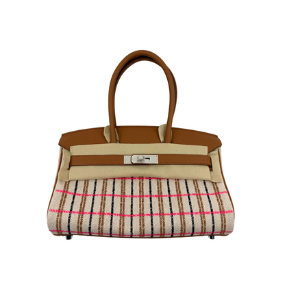 Birkin shoulder light Toile gold broderie