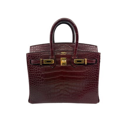 Birkin 25 bordeaux matte alligator ghw