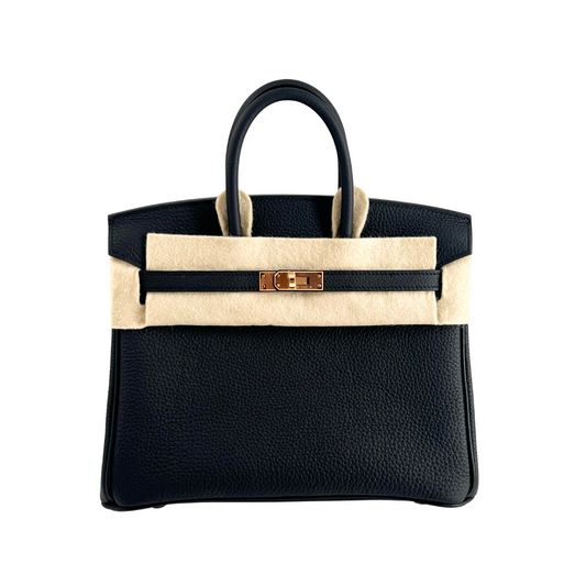 Birkin 25 cm black togo rose ghw