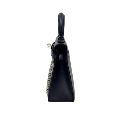 Kelly mini stud bleu abysse veau box