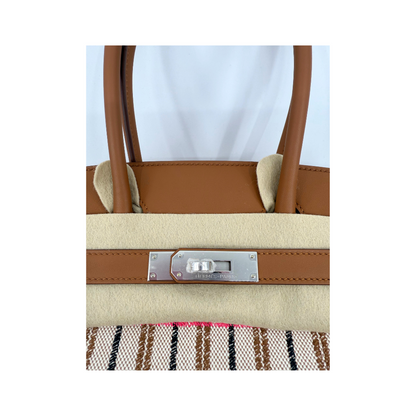 Birkin shoulder light Toile gold broderie