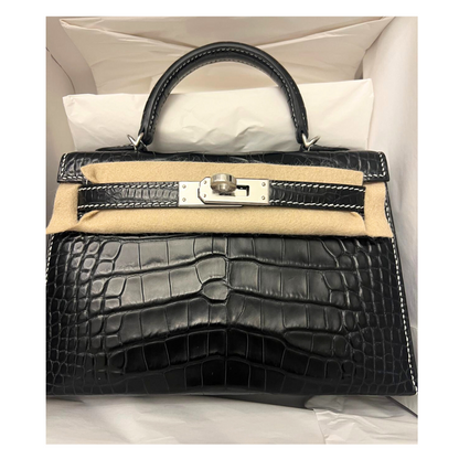Kelly 20 special order black matte gris perle matte alligator