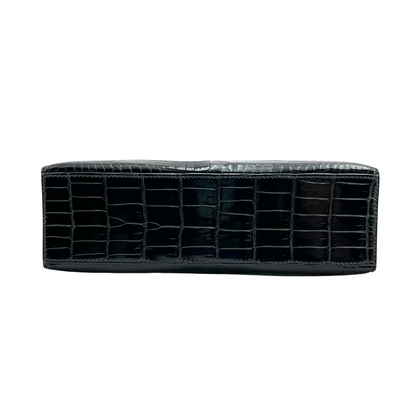 Kelly pochette black porosus lisse ghw
