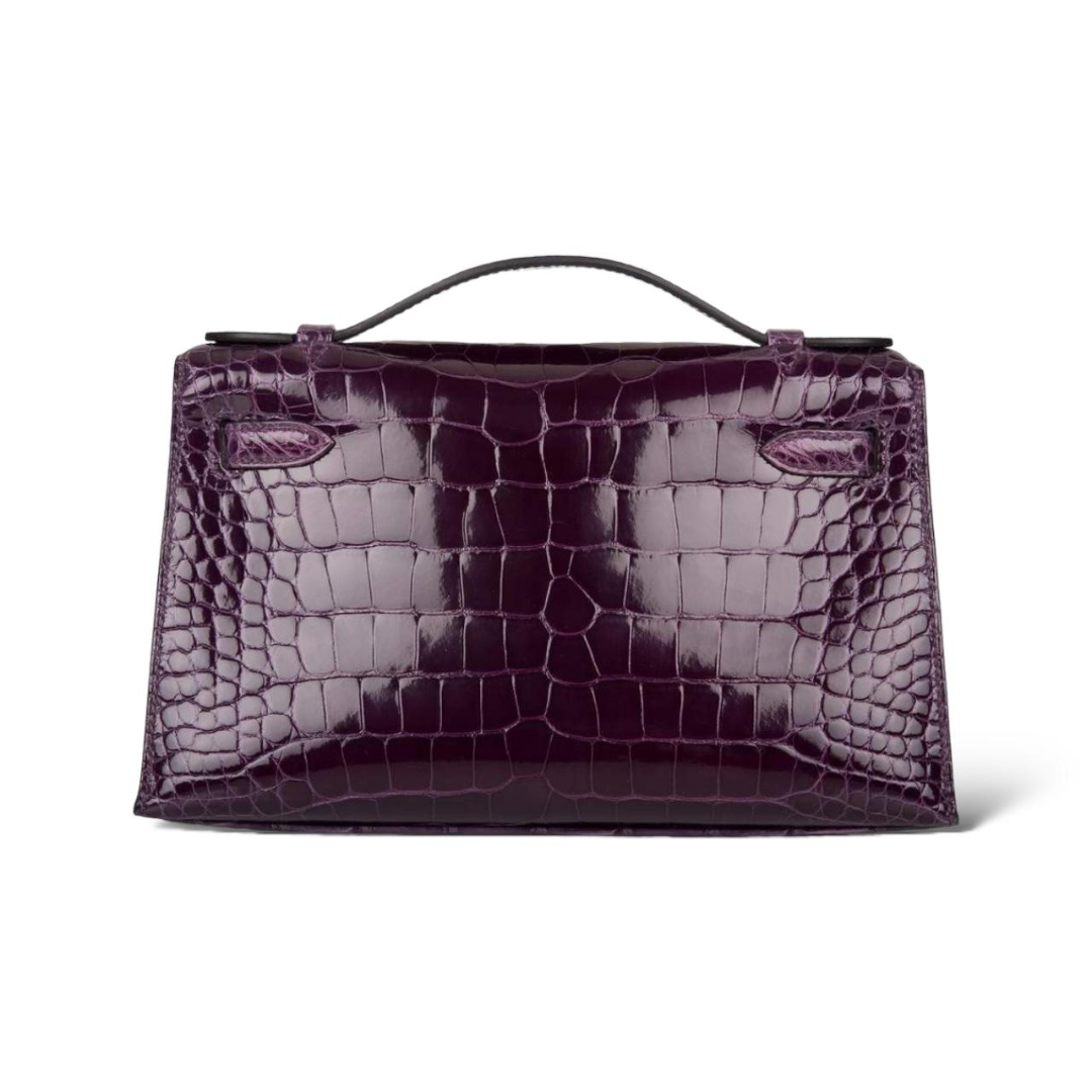 Kelly pochette cassis ghw alligator