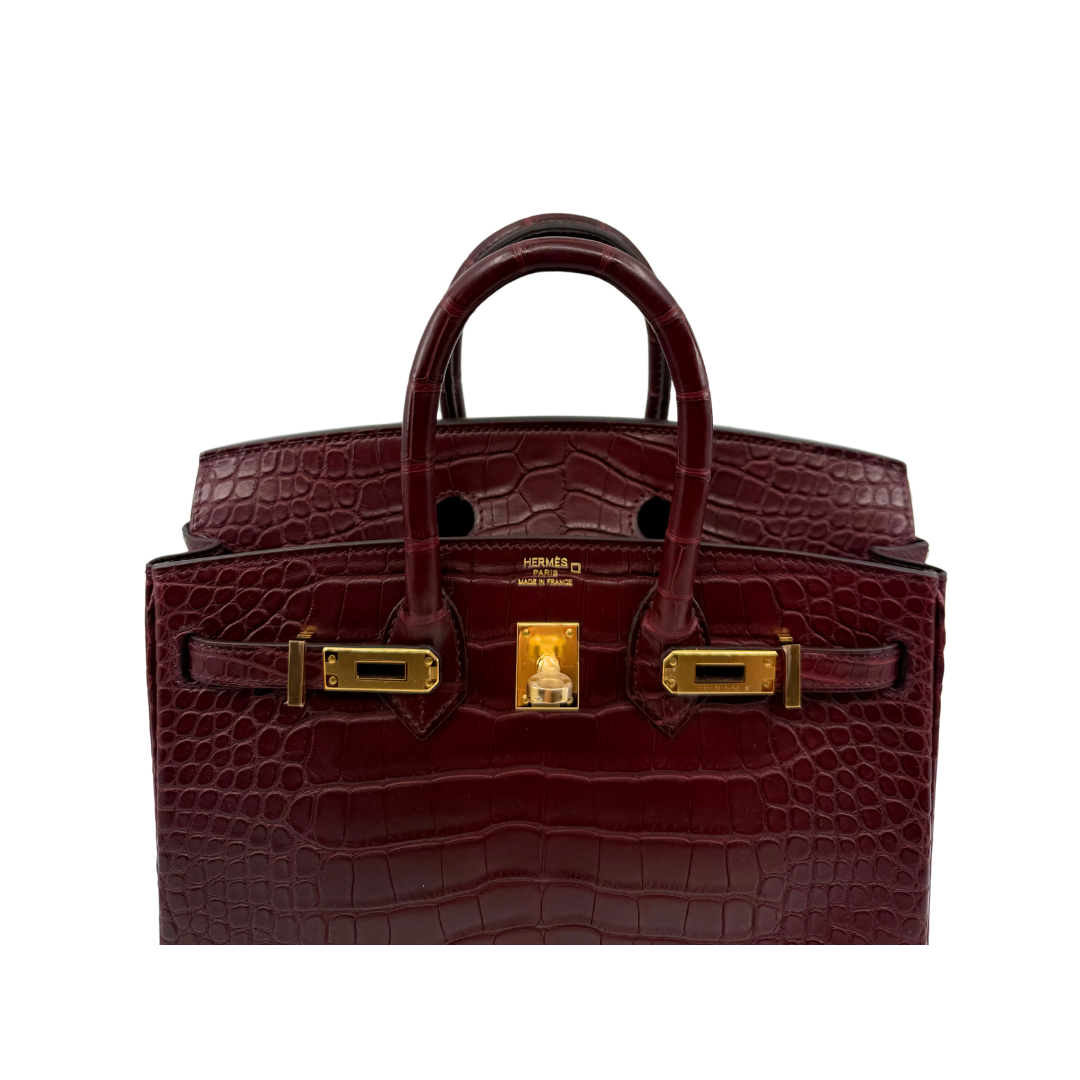 Birkin 25 bordeaux matte alligator ghw