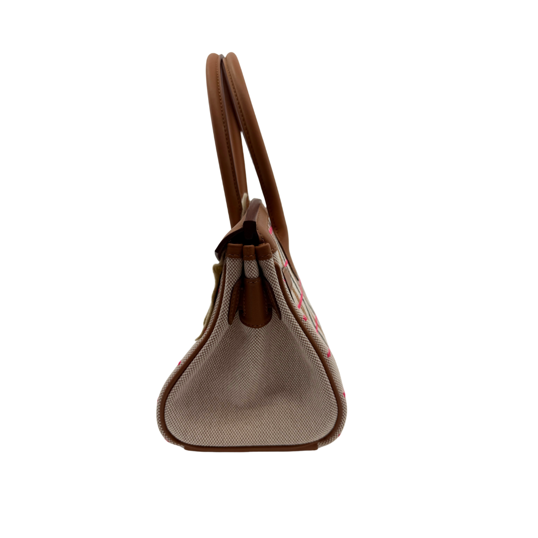 Birkin shoulder light Toile gold broderie