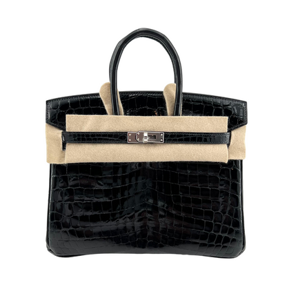 Birkin 25 black shinny phw niloticus
