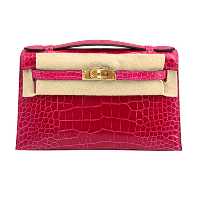 Kelly Pochette frambroise ghw lisse alligator