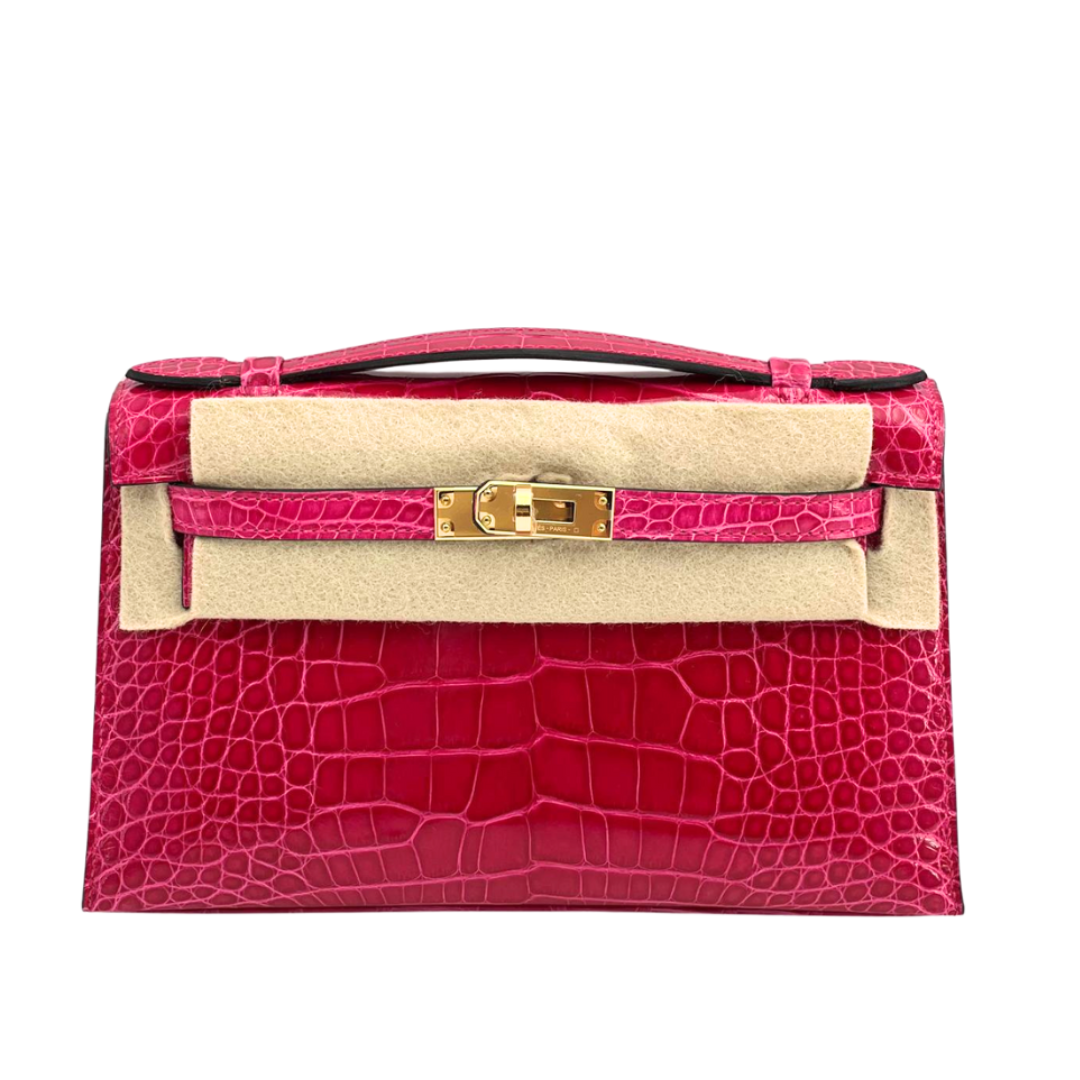 Kelly Pochette frambroise ghw lisse alligator