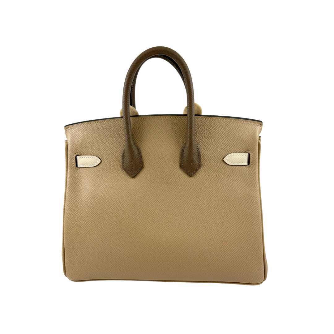 Birkin 25 cm Tricolor Trench Craie Etoupe Epsom phw